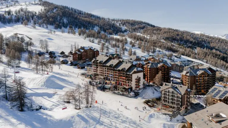 aerial view of Risoul ski resort in the French Alps